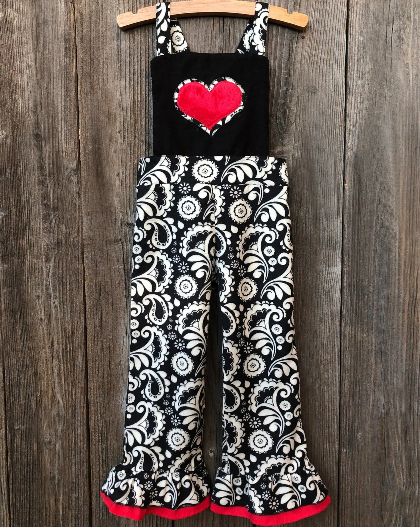 Damask Valentines Day Overalls