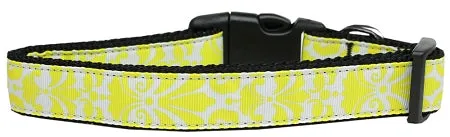 Damask Yellow Nylon Cat Collar