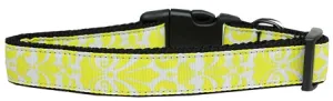 Damask Yellow Nylon Dog Collar Xl