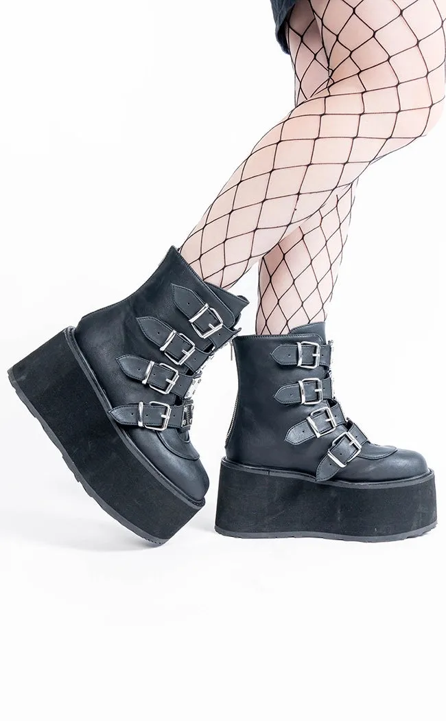 DAMNED-105 Black Matte Flatform Ankle Boots