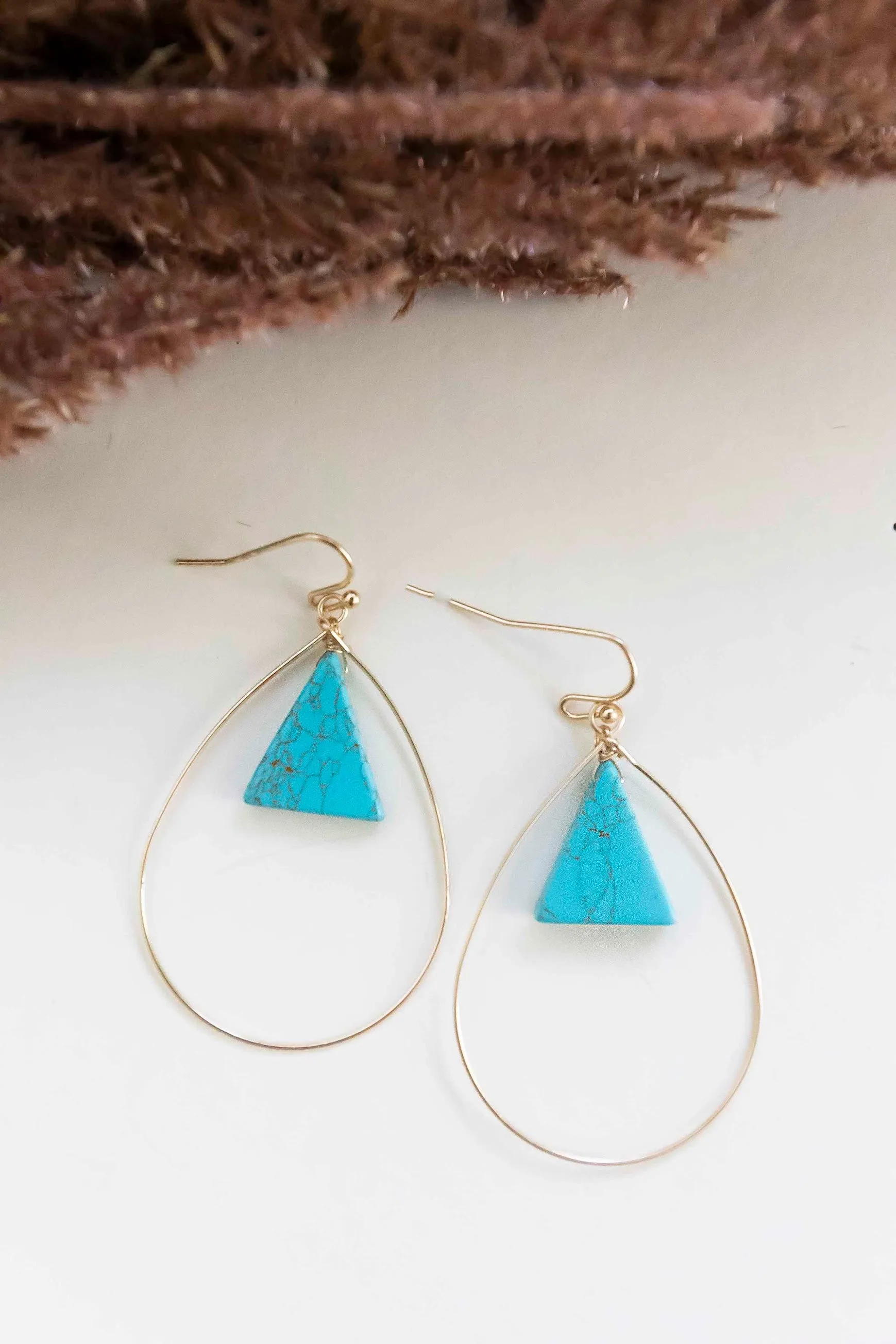 Dana Stone Detail Teardrop Earrings | Thin Gold Teardrop Hoops with Dainty Stone Drops | Minimalist Colorful Earrings