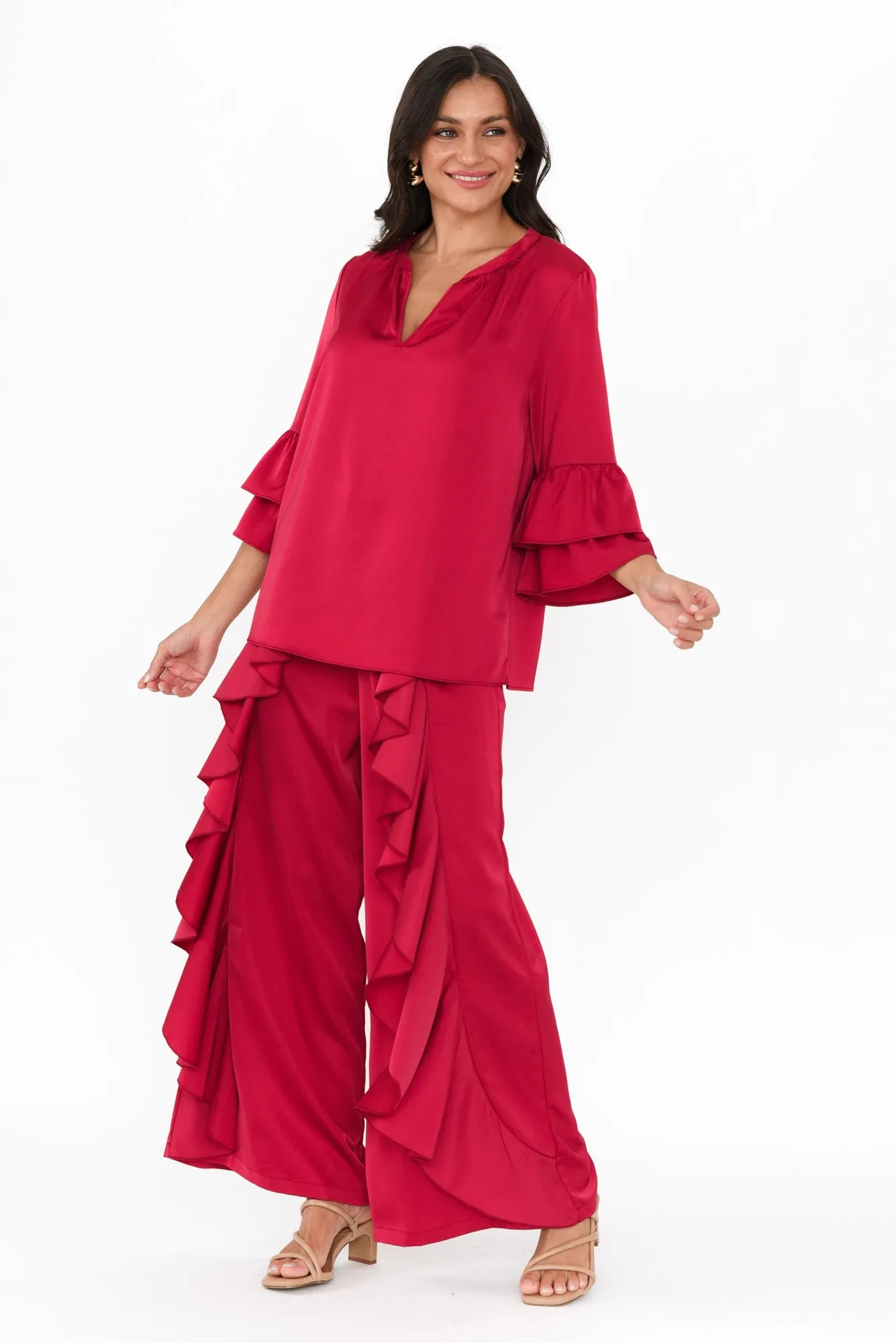 Dancer Red Ruffle Pant