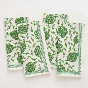 Dancing Artichokes Green Napkin | Set of 4