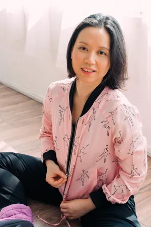 Dancing Ballerina Bomber in Pink   Black