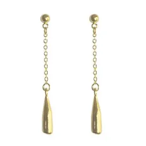 Dangle Gold Chain Triangle Screw-Back Clip On Earrings