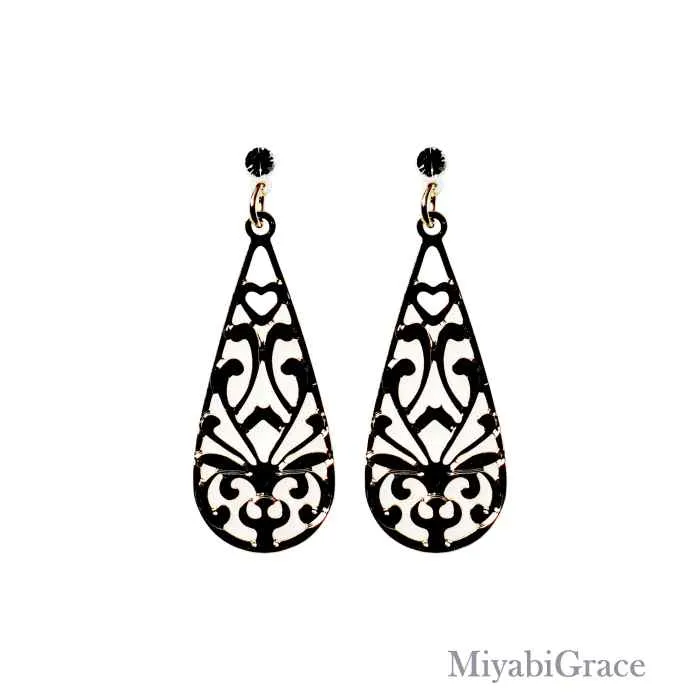 Dangle  Teardrop Filigree Invisible Clip On Earrings