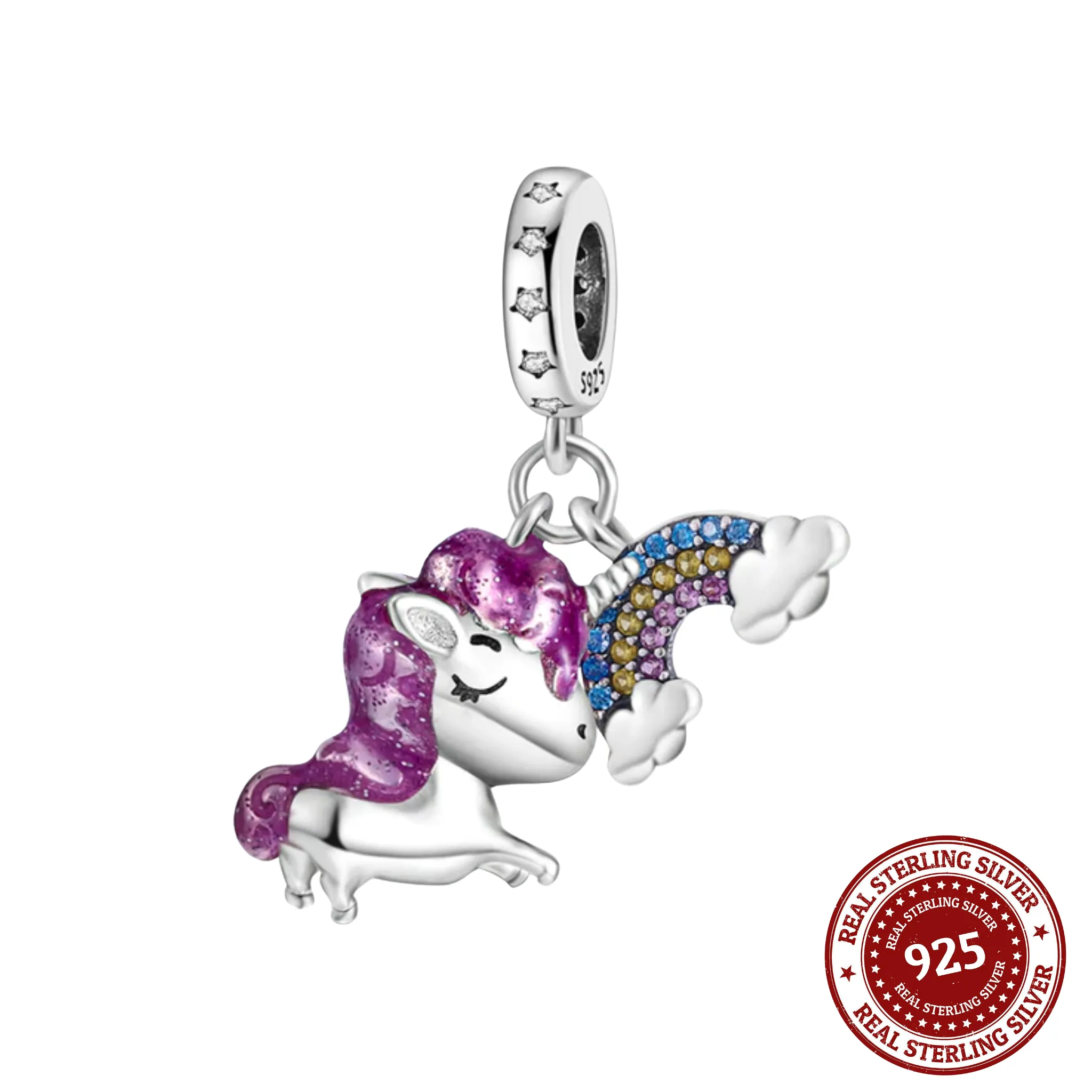 Dangly Unicorn and Rainbow Charm