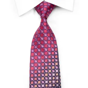 Daniel Hechter Men's Crystal Rhinestone Necktie Purple Pink Checkered With Sparkles