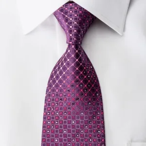 Daniel Hechter Rhinestone Necktie Trellis On Purple With Silver Sparkles