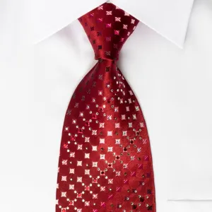 Daniel Hechter Silk Tie Checker On Burgundy With Rhinestones