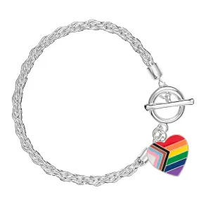 Daniel Quasar Heart Flag Silver Rope Bracelets