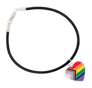 Daniel Quasar Rainbow Heart Flag Black Cord Bracelets