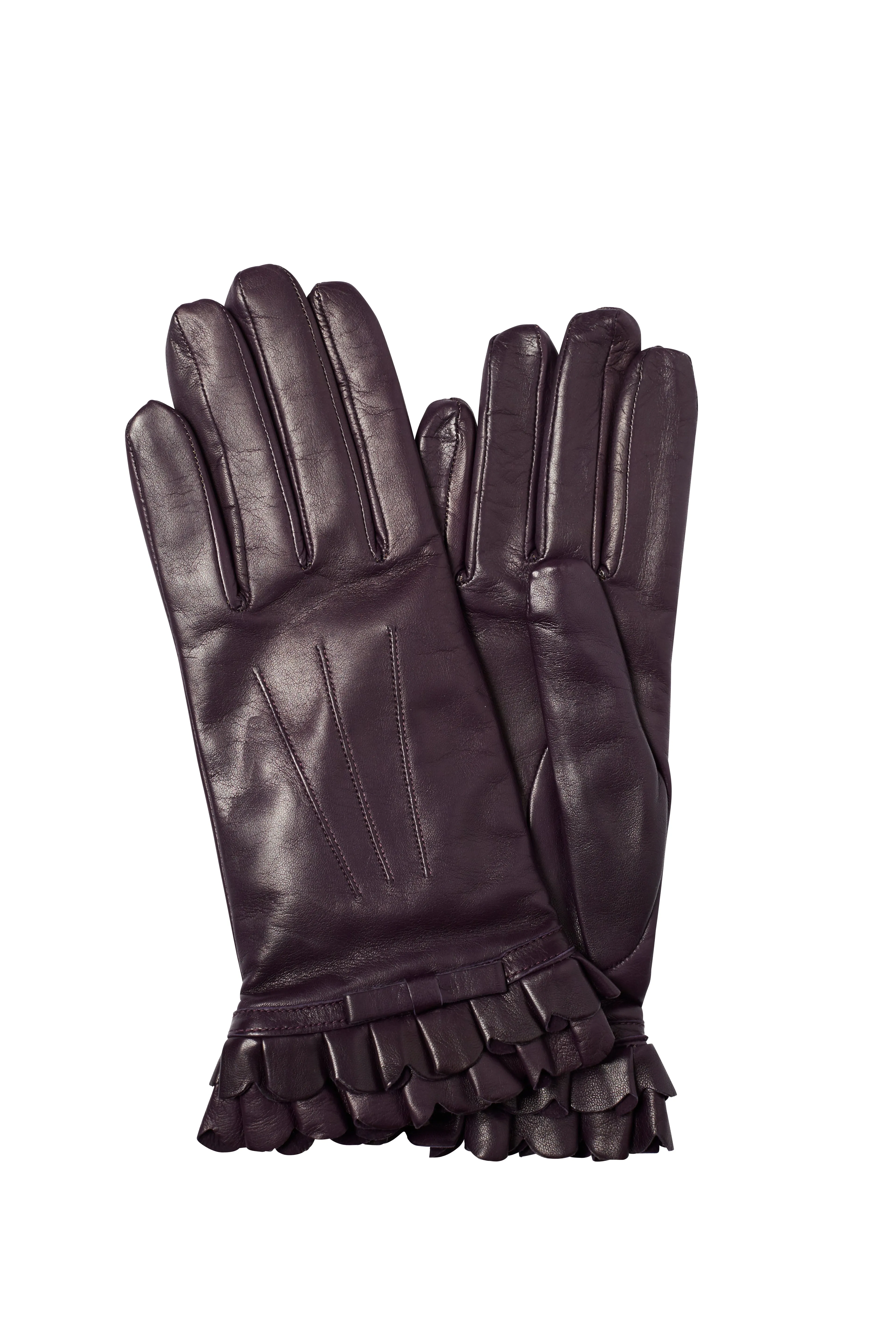 Danielle Bow - Silk Lined Leather Gloves with Pleated Cuff