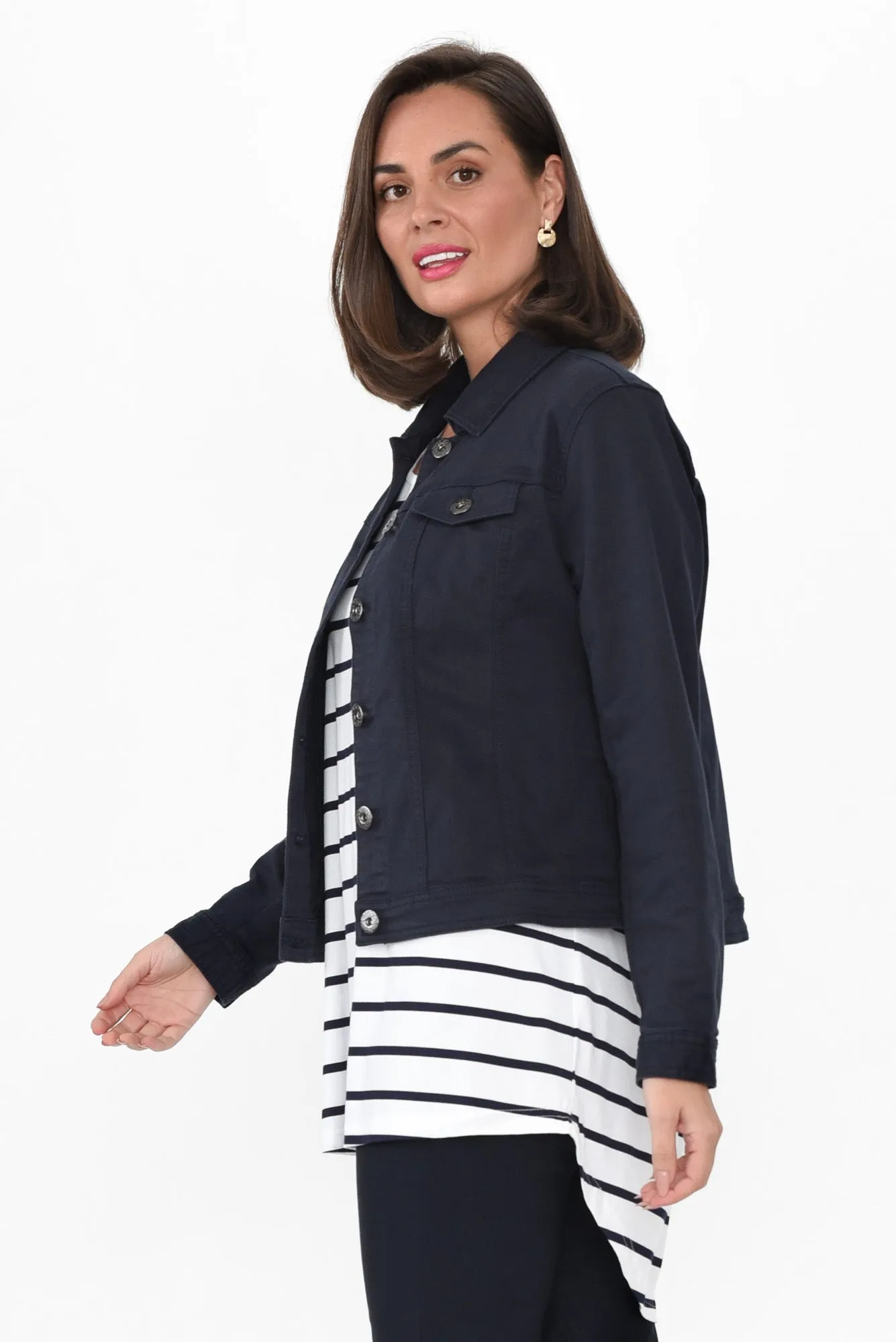 Danielle Navy Stretch Jean Jacket