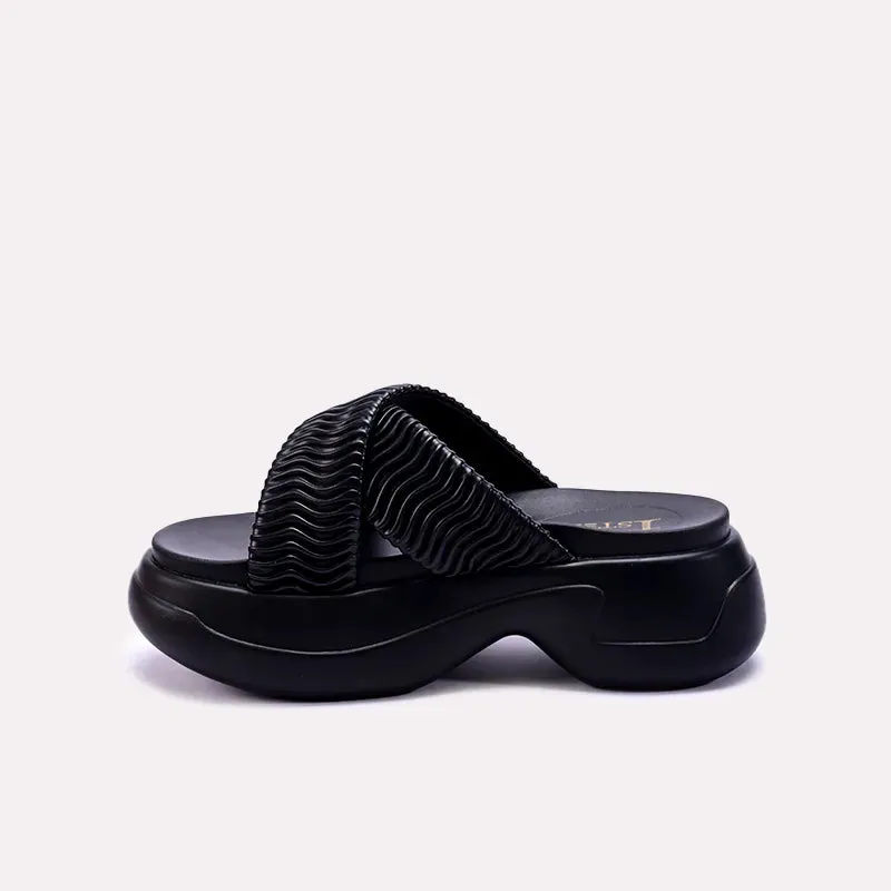 Danila Black Chunky Criss Cross Slippers 0412696