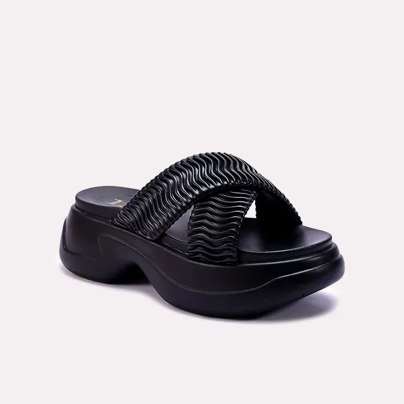 Danila Black Chunky Criss Cross Slippers 0412696