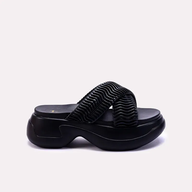 Danila Black Chunky Criss Cross Slippers 0412696