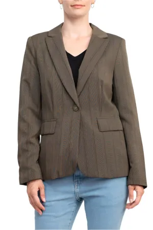 Danillo Notched Collar One Button Long Sleeve Solid Gabardine Blazer