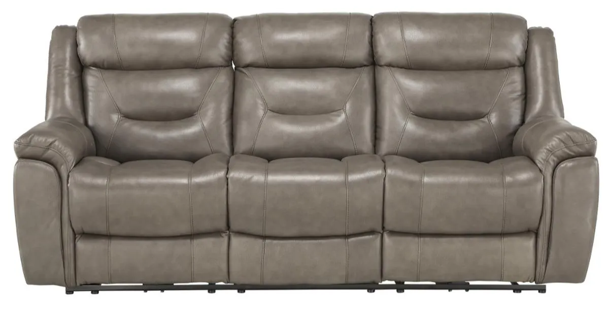 Danio Power Double Reclining Sofa with Power Headrests in Brownish Gray 9528BRG-3PWH