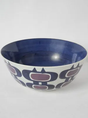 Danish bowl w. blue and purple Inge-Lise Koefoed (1939-) 10¾"