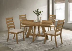 Danvers - 5 Piece Dining Table Set - Brown Oak And Beige