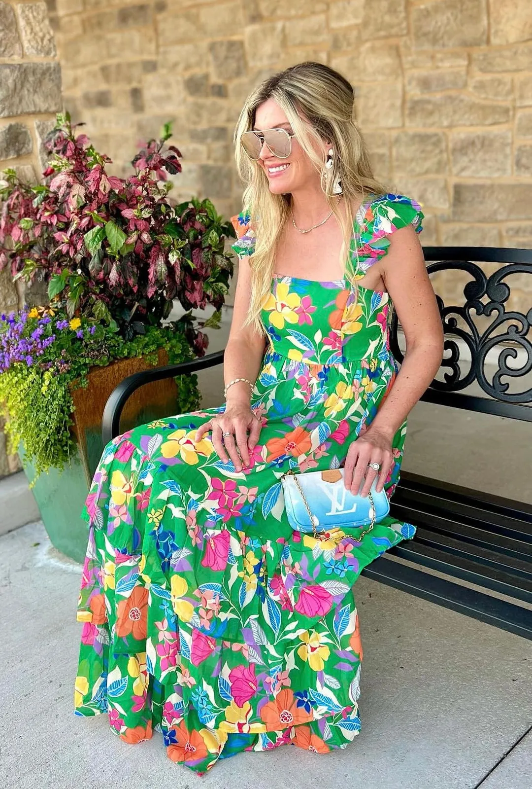 Daphne Floral Print Tiered Maxi Dress