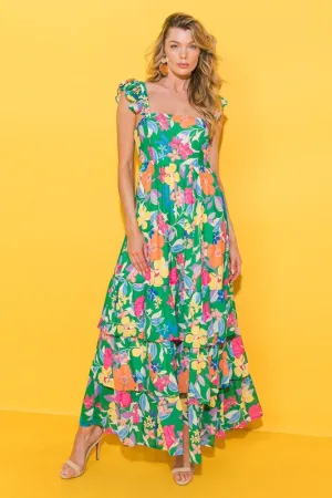 Daphne Floral Print Tiered Maxi Dress