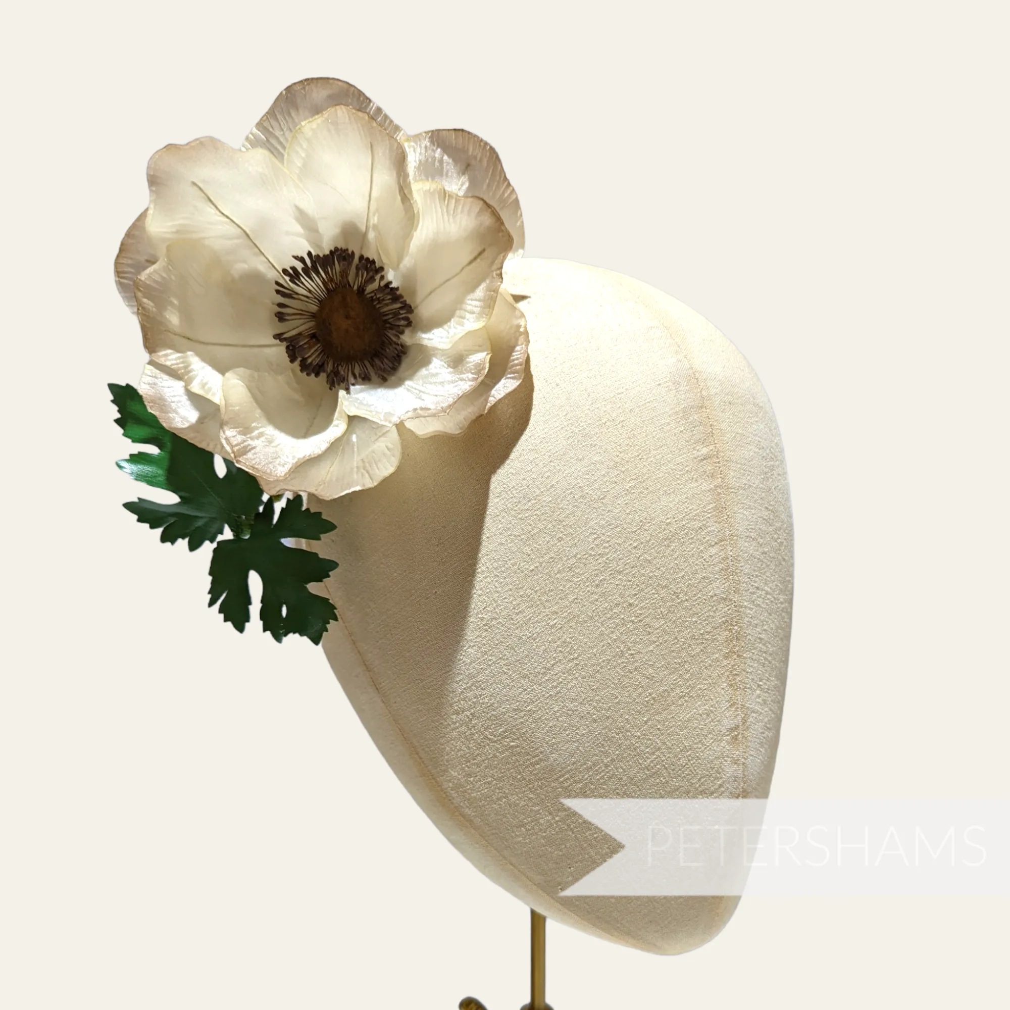 'Daphne' Vintage 1960s Large German Silk Anemone Flower Millinery Hat Mount