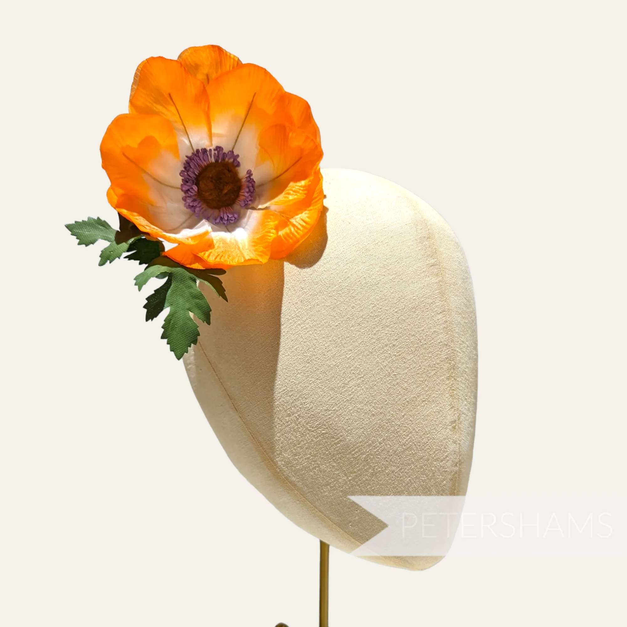 'Daphne' Vintage 1960s Large German Silk Anemone Flower Millinery Hat Mount