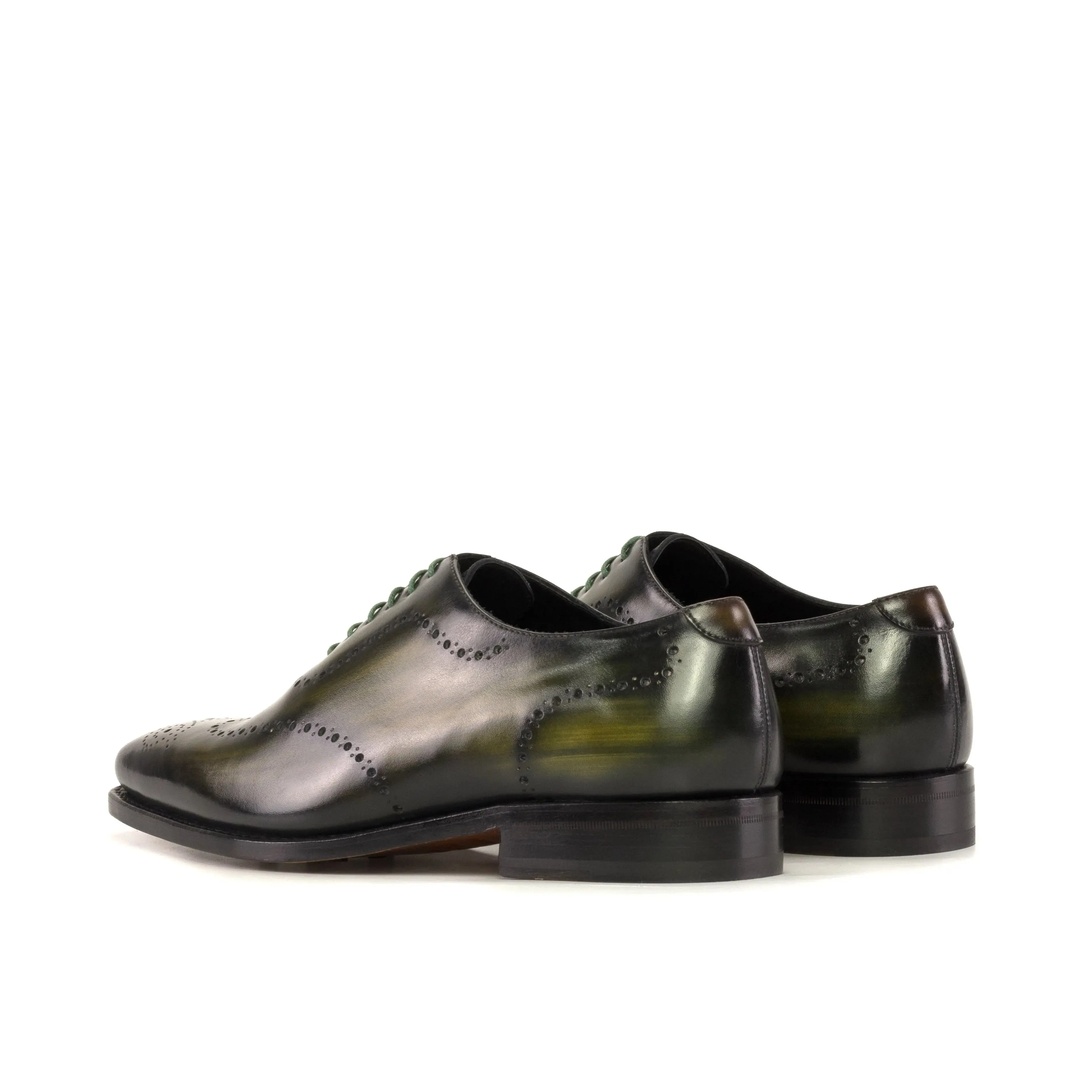 DapperFam Giuliano in Khaki / Cognac Men's Hand-Painted Patina Whole Cut