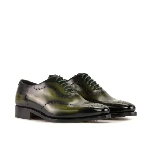 DapperFam Giuliano in Khaki / Cognac Men's Hand-Painted Patina Whole Cut