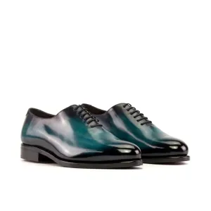 DapperFam Giuliano in Turquoise Men's Hand-Painted Patina Whole Cut