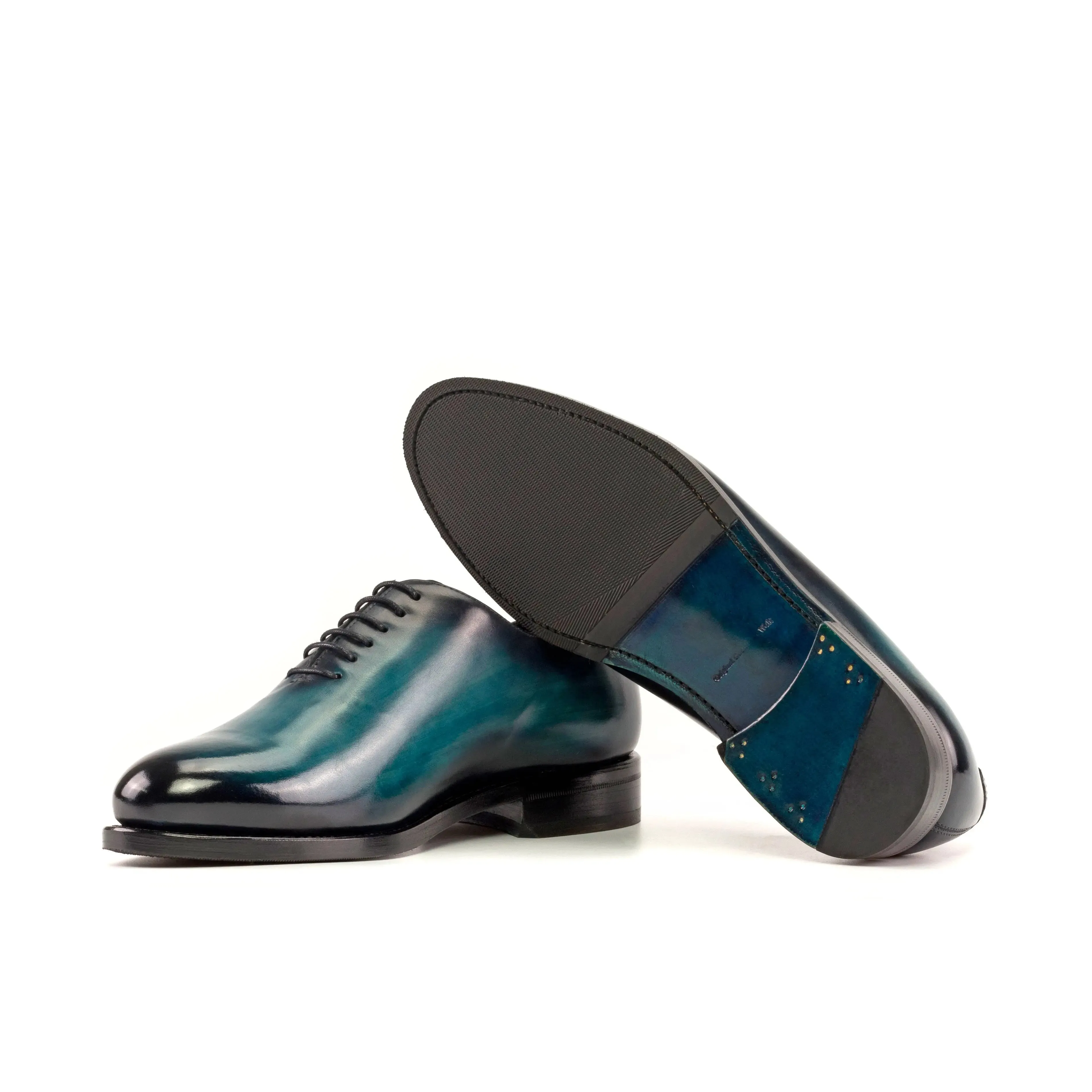 DapperFam Giuliano in Turquoise Men's Hand-Painted Patina Whole Cut