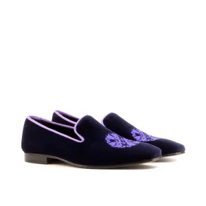 DapperFam Khalil in Purple / Lightpurple Men's Velvet & Grossgrain Slipper