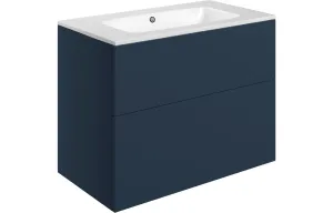 Darcy Matt Deep Blue 800mm Wall Hung Vanity Unit And Basin, choice of handles