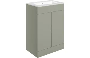 Darcy Matt Olive Green 600mm Floorstanding Vanity Unit And Basin, choice of handles