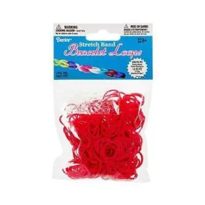 Darice - Stretch Band Bracelet Loops (300) & Clips (12), Red Colour, Latex Free*