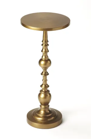 Darien Round Pedestal 10"W Side Table in Gold  4324226