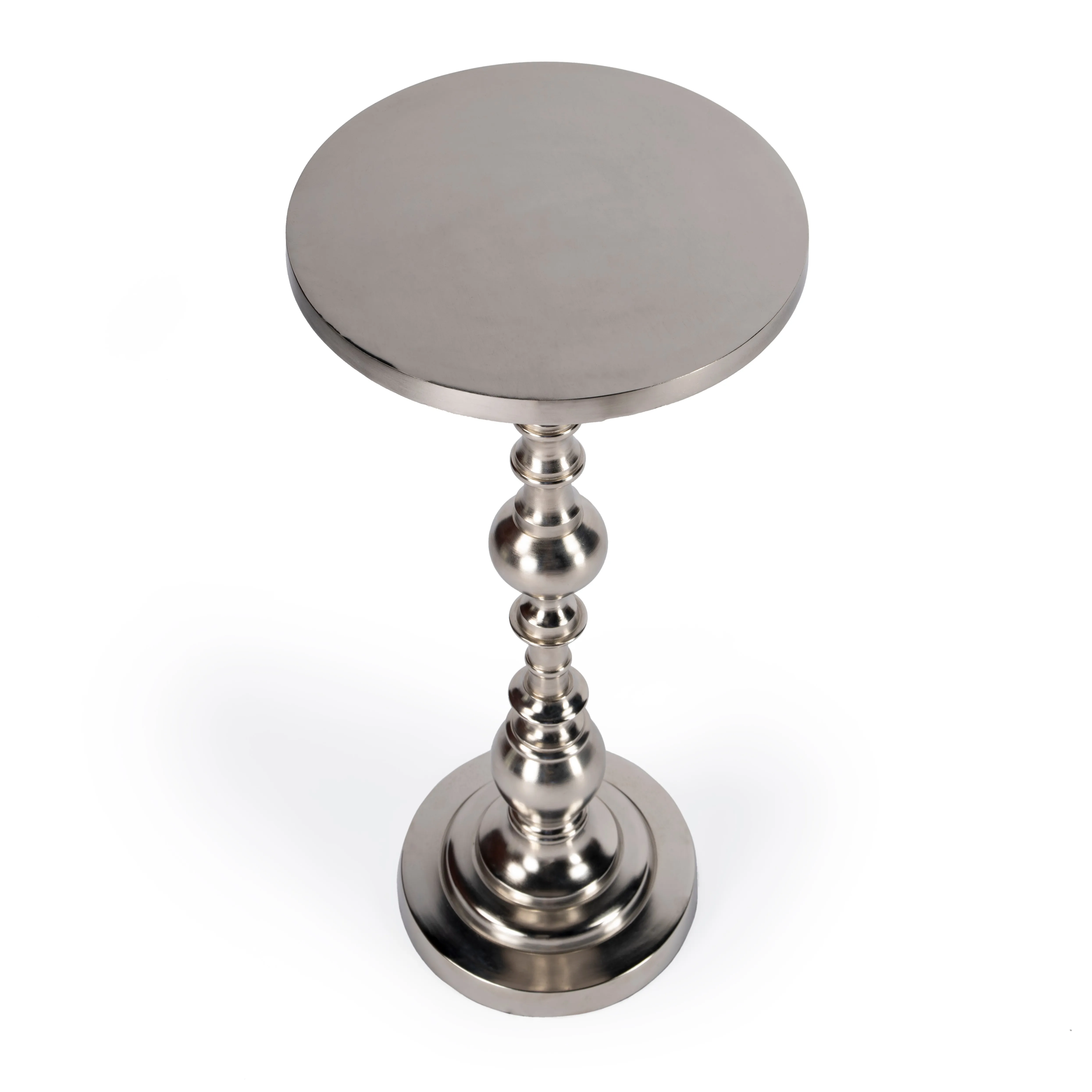 Darien Round Pedestal 10"W Side Table in Silver  4324220