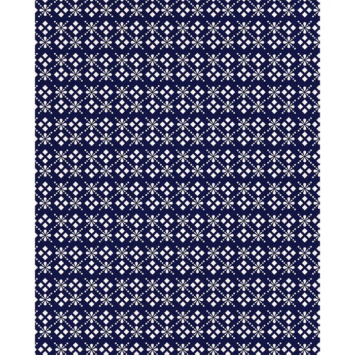 Dark Blue Flowers & Diamonds Printed Backdrop