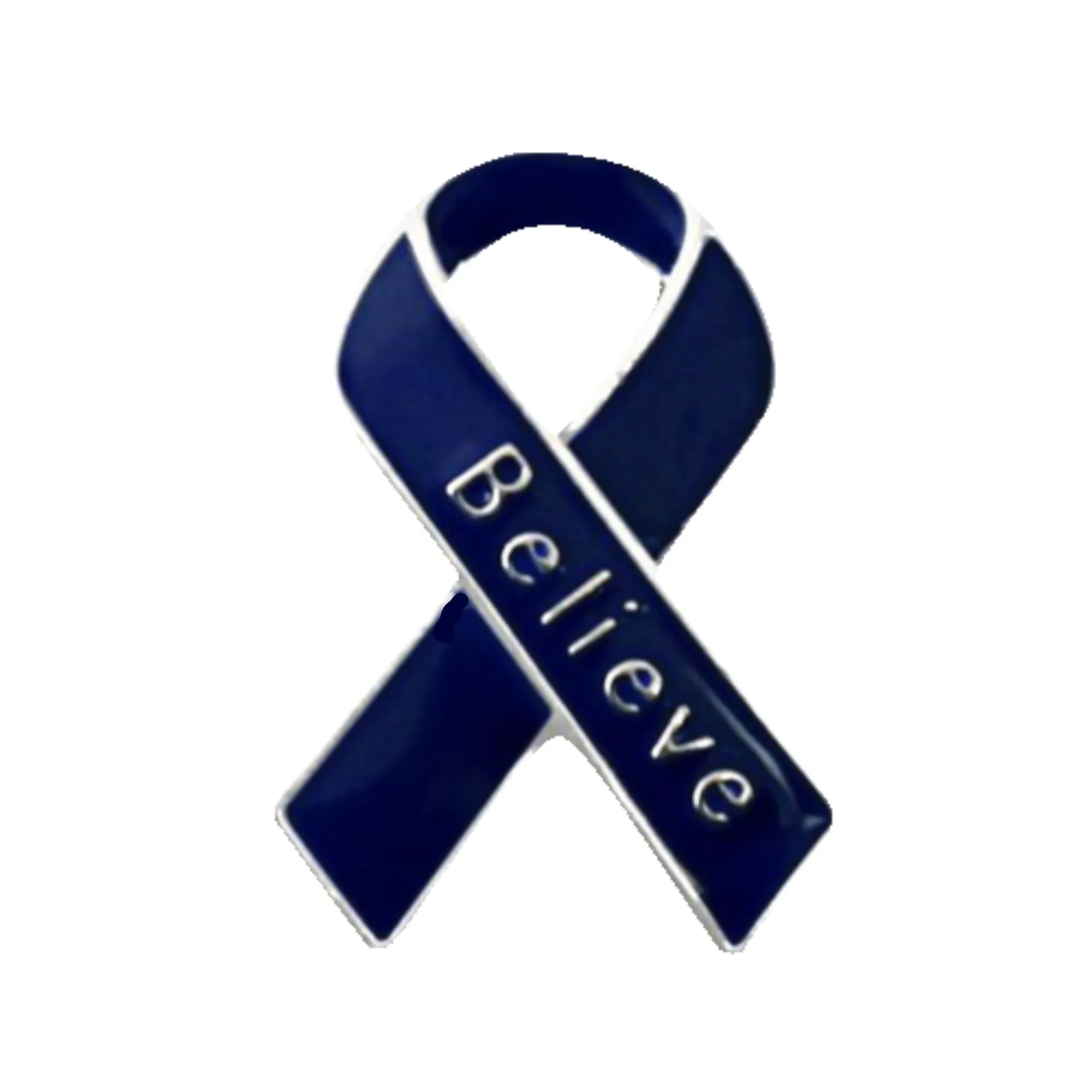 Dark Blue Ribbon Believe Pins