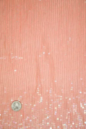 Dark Blush Sequins & Beads on Silk Chiffon JEC-132-41 Fabric