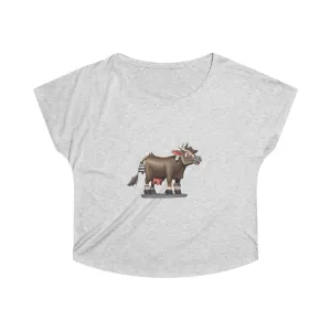 Dark Brown Cow Women's Tri-Blend Dolman