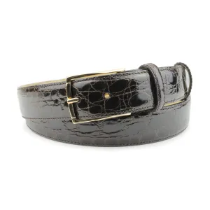 Dark Brown Genuine Crocodile Flank Belt