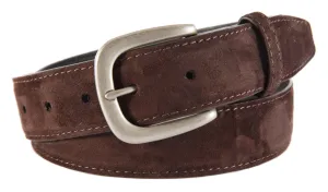 Dark Brown Suede Belt, Hudson Buckle (Brushed Silver)