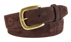 Dark Brown Suede Belt, Hudson Buckle (Gold)