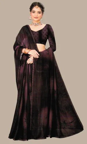 Dark Grape Printed Sari