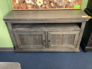 Dark Gray Distressed Media Cabinet With Two Doors