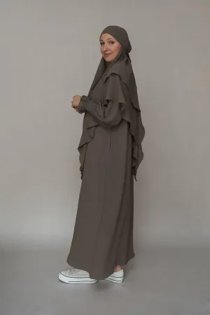 Dark Gray prayer gown umrah abaya dress non-wrinkling