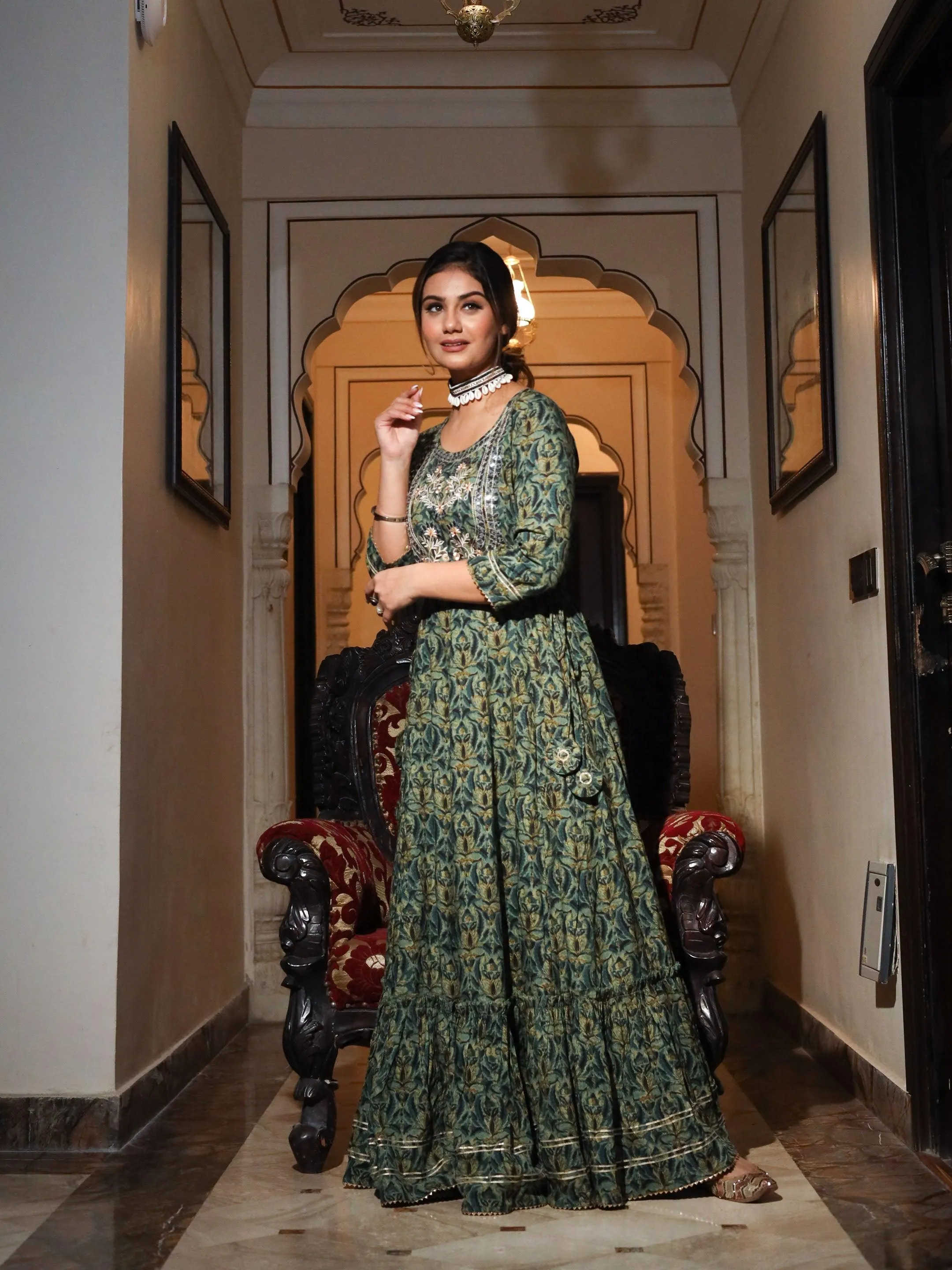 Dark Green Anarkali Kurta